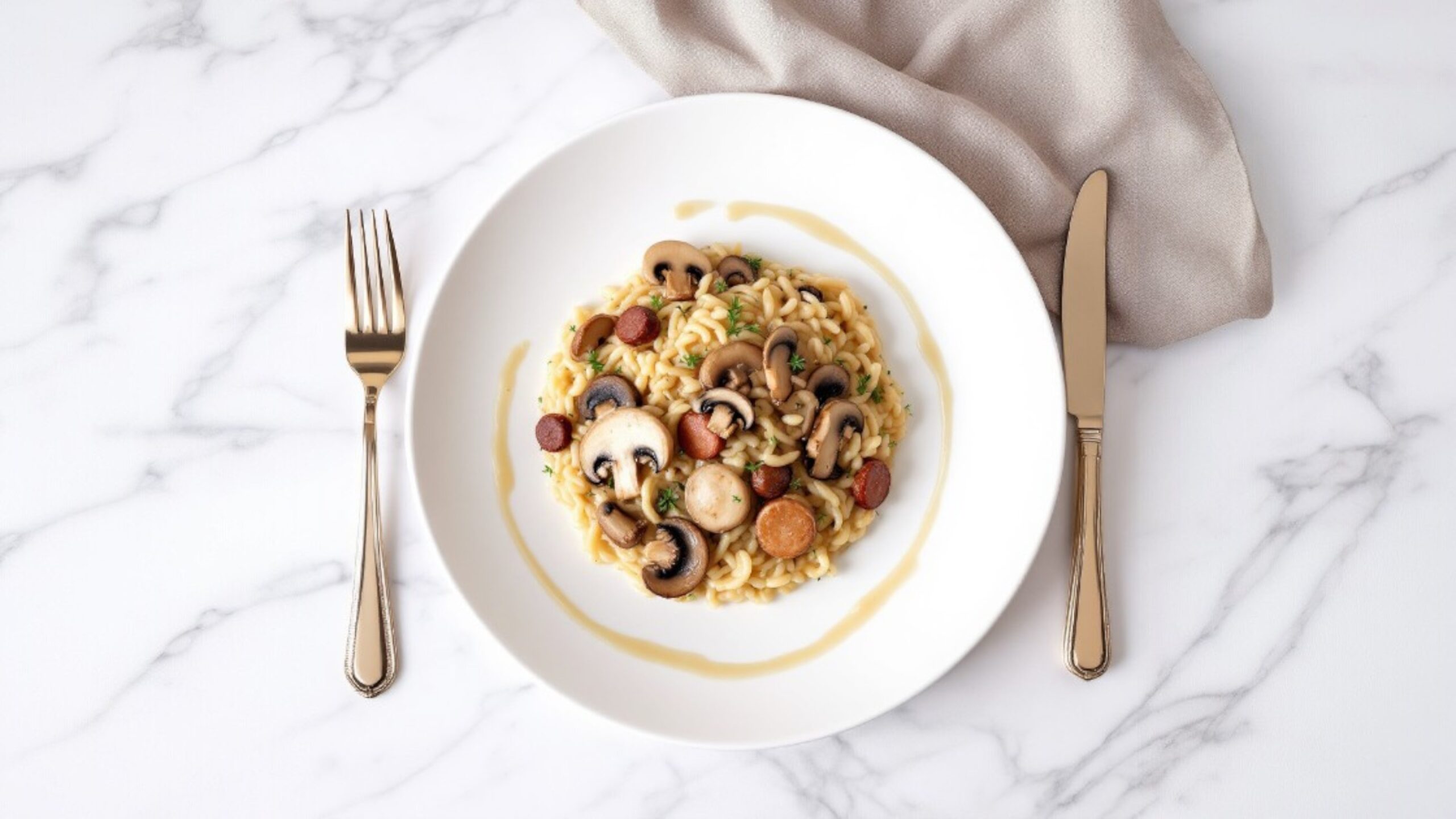 Risotto cu ciuperci si salsiccia