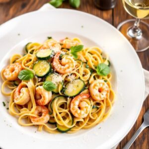 Tagliattele cu zucchini si creveti